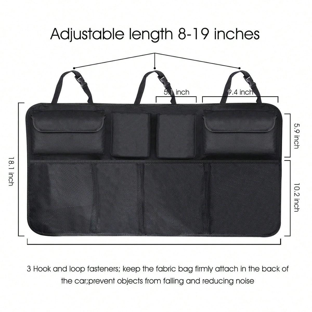 Car Trunk Hanging Storage Bag, Oxford Cloth Trunk Organizer Bag, Foldable Storage Box, Large Capacity Hanging Storage Bag, Super Spacious, Waterproof SUV Car Trunk Organizer Bag