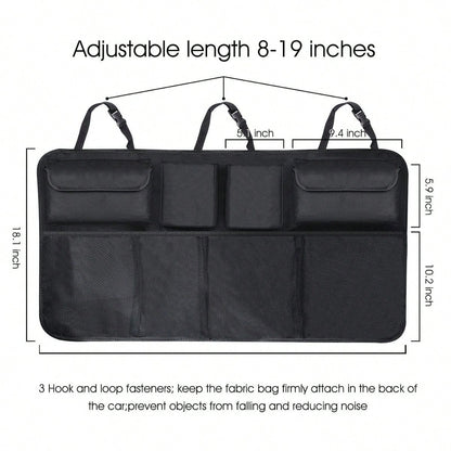 Car Trunk Hanging Storage Bag, Oxford Cloth Trunk Organizer Bag, Foldable Storage Box, Large Capacity Hanging Storage Bag, Super Spacious, Waterproof SUV Car Trunk Organizer Bag