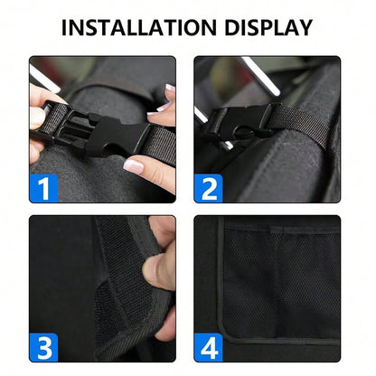 Car Trunk Organizer, Super Capacity Vehicle Hanging Backseat Cargo Storage Bag With Robust Elastic Net, Detachable Auto Seat Back Organ