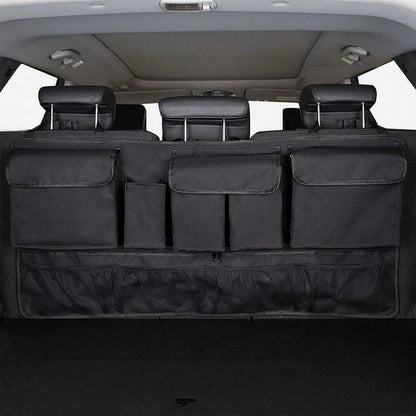 Car Trunk Organizer, Super Capacity Vehicle Hanging Backseat Cargo Storage Bag With Robust Elastic Net, Detachable Auto Seat Back Organ