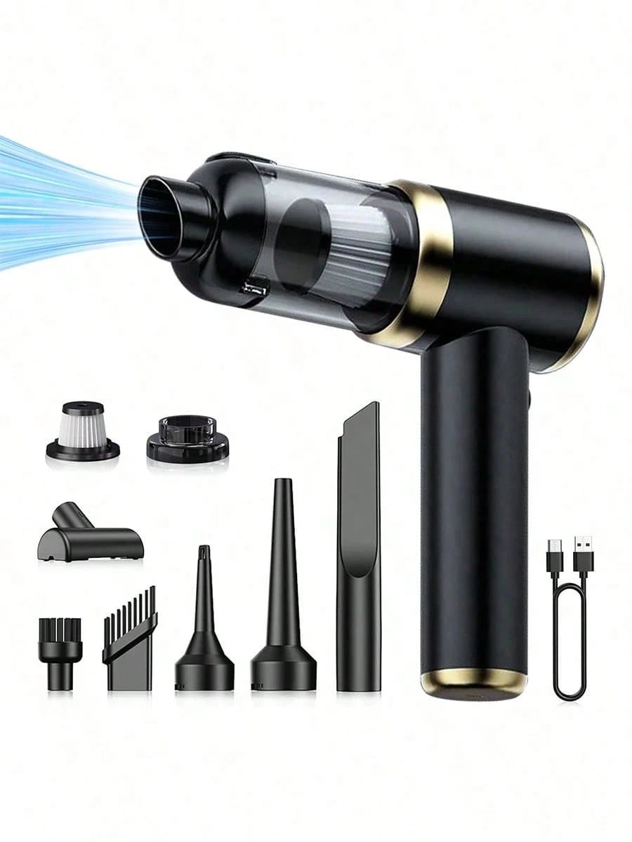 Car Vacuum Cleaner Cordless, High Power Handheld Vacuum Cleaner & Air Duster, 4-In-1 Portable Mini Air Blower With 4000mAh Battery & Multi-Nozzles For Car, Home, Office, Pet Hair