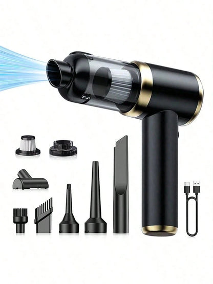 Car Vacuum Cleaner Cordless, High Power Handheld Vacuum Cleaner & Air Duster, 4-In-1 Portable Mini Air Blower With 4000mAh Battery & Multi-Nozzles For Car, Home, Office, Pet Hair