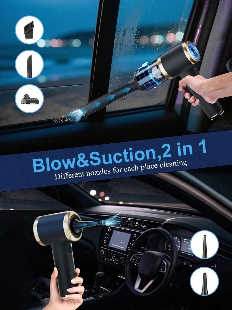 Car Vacuum Cleaner Cordless, High Power Handheld Vacuum Cleaner & Air Duster, 4-In-1 Portable Mini Air Blower With 4000mAh Battery & Multi-Nozzles For Car, Home, Office, Pet Hair