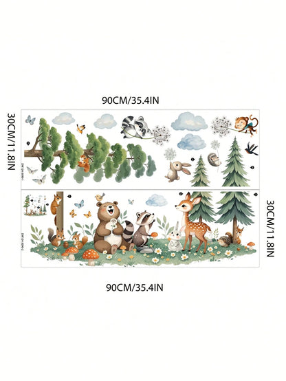 Cartoon Animal, Rainbow Slide, Cloud, Sun Wall Stickers, Suitable For Children's Room, Kindergarten, Self-Adhesive Decorative Wall Decals