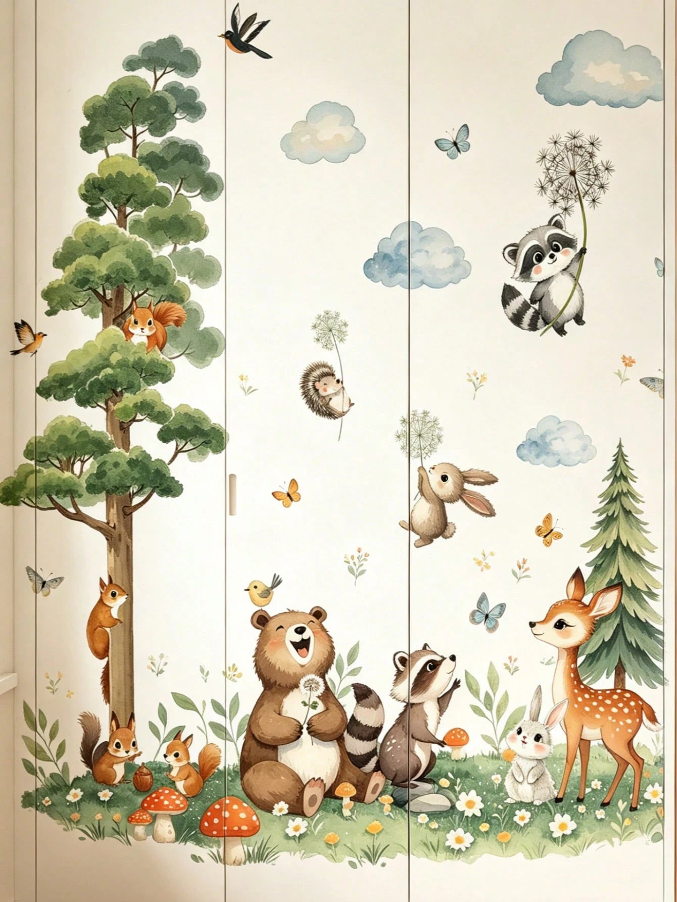 Cartoon Animal, Rainbow Slide, Cloud, Sun Wall Stickers, Suitable For Children's Room, Kindergarten, Self-Adhesive Decorative Wall Decals