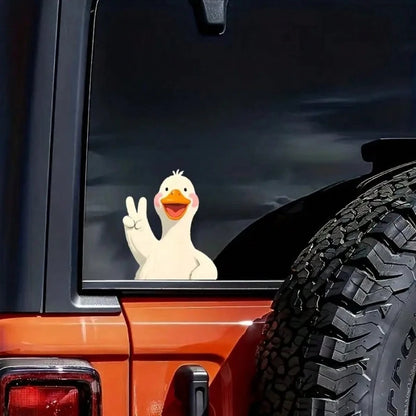 Cartoon Duck Mascot Animal Theme Anime Cute Pattern Sticker, Vinyl Material Car And Motorcycle Sticker, Waterproof Personalized Printed Patch, Matte Graphic Rear Sticker, Pre-Glued Crystal Decorative
