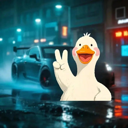 Cartoon Duck Mascot Animal Theme Anime Cute Pattern Sticker, Vinyl Material Car And Motorcycle Sticker, Waterproof Personalized Printed Patch, Matte Graphic Rear Sticker, Pre-Glued Crystal Decorative