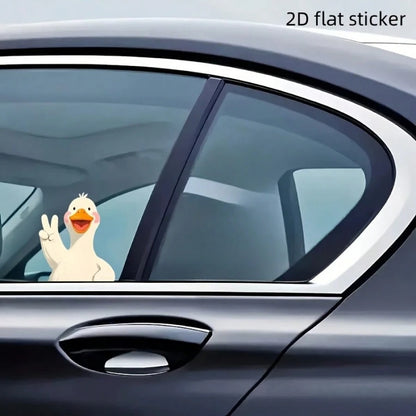Cartoon Duck Mascot Animal Theme Anime Cute Pattern Sticker, Vinyl Material Car And Motorcycle Sticker, Waterproof Personalized Printed Patch, Matte Graphic Rear Sticker, Pre-Glued Crystal Decorative