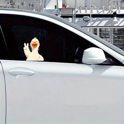 Cartoon Duck Mascot Animal Theme Anime Cute Pattern Sticker, Vinyl Material Car And Motorcycle Sticker, Waterproof Personalized Printed Patch, Matte Graphic Rear Sticker, Pre-Glued Crystal Decorative