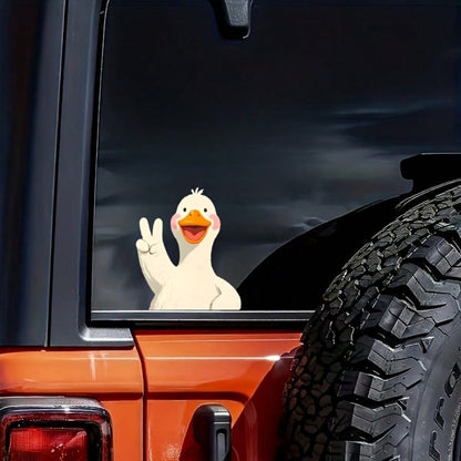 Cartoon Duck Mascot Animal Theme Anime Cute Pattern Sticker, Vinyl Material Car And Motorcycle Sticker, Waterproof Personalized Printed Patch, Matte Graphic Rear Sticker, Pre-Glued Crystal Decorative