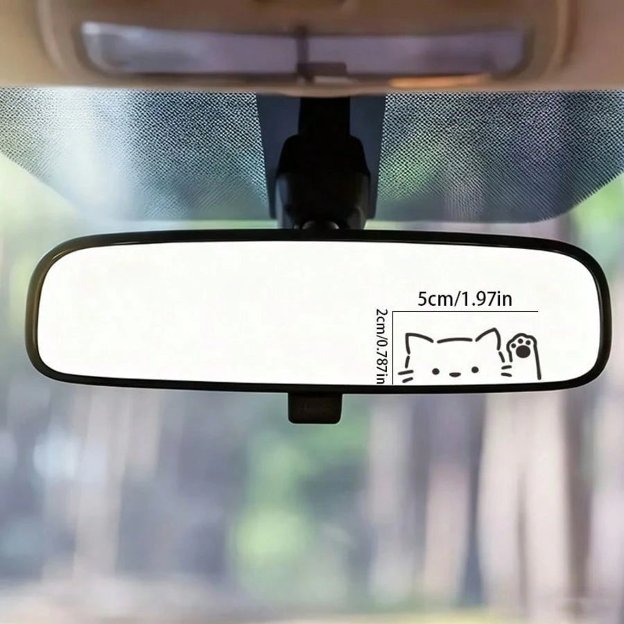 Cartoon Electric Vehicle Rearview Mirror Sticker Cute Waving Cat Car Reverse Mirror Glass Window Scratch Decoration Waterproof