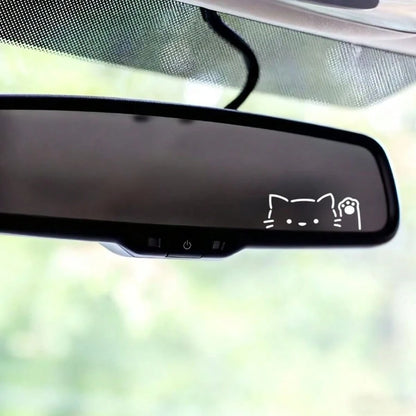 Cartoon Electric Vehicle Rearview Mirror Sticker Cute Waving Cat Car Reverse Mirror Glass Window Scratch Decoration Waterproof