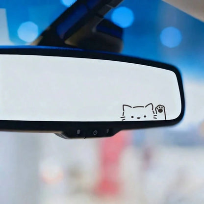 Cartoon Electric Vehicle Rearview Mirror Sticker Cute Waving Cat Car Reverse Mirror Glass Window Scratch Decoration Waterproof