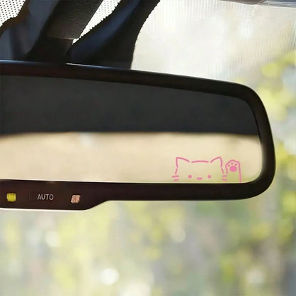 Cartoon Electric Vehicle Rearview Mirror Sticker Cute Waving Cat Car Reverse Mirror Glass Window Scratch Decoration Waterproof