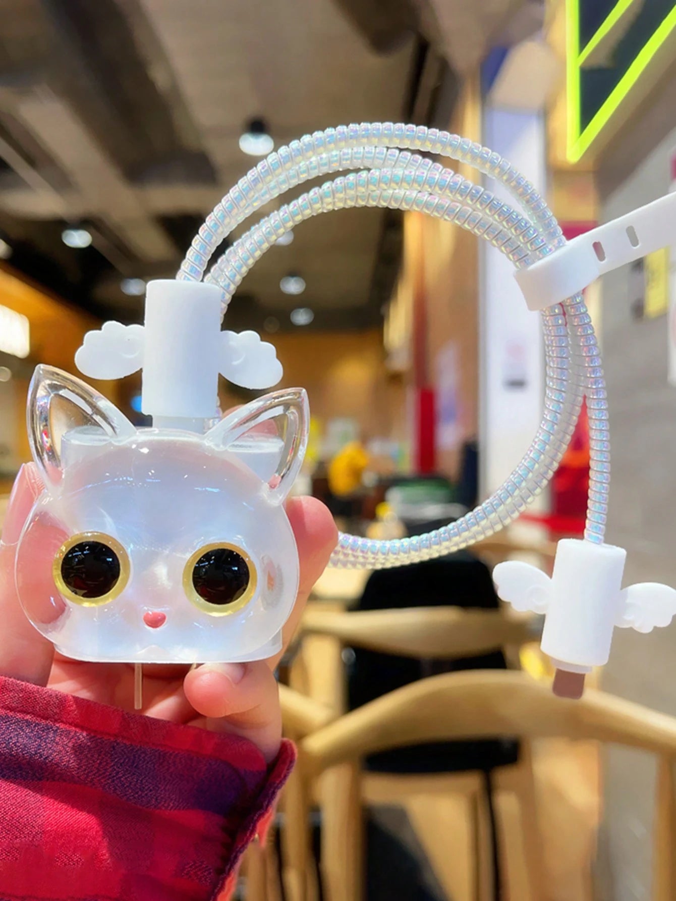 Cartoon Pink Heart Shaped 1.5m Cable Winder, Cord Organizer, Anti-Break Data Cable With Charging Head, 5pcs/Set Compatible With Apple Phone, 20W Fast Charging Data Cable Cable Protector, Charger Prote