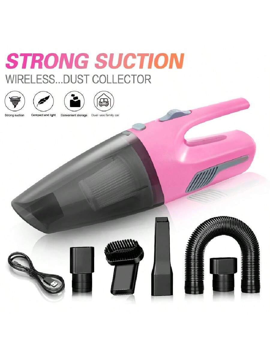 CascadeVac 2000mAh Wireless Pink High Suction Vacuum Cleaner For Home And Car Use