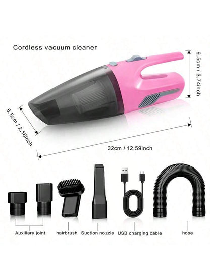 CascadeVac 2000mAh Wireless Pink High Suction Vacuum Cleaner For Home And Car Use