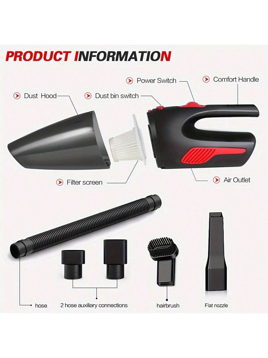 CascadeVac,Household Car Dual-Use High-Power Handheld Wireless Car Vacuum Cleaner USB Charging Mini Home Vacuum Cleaner,0-200w Power