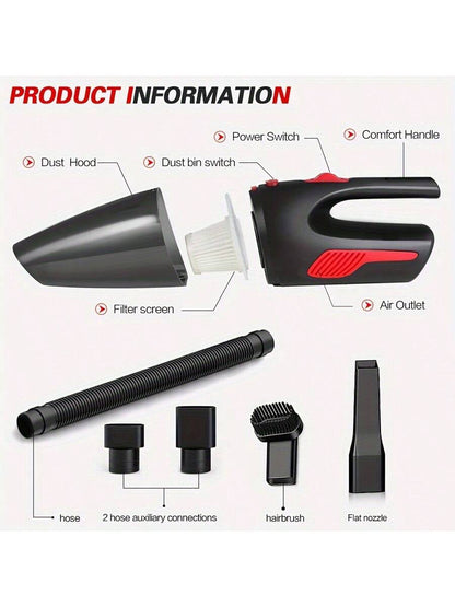 CascadeVac,Household Car Dual-Use High-Power Handheld Wireless Car Vacuum Cleaner USB Charging Mini Home Vacuum Cleaner,0-200w Power