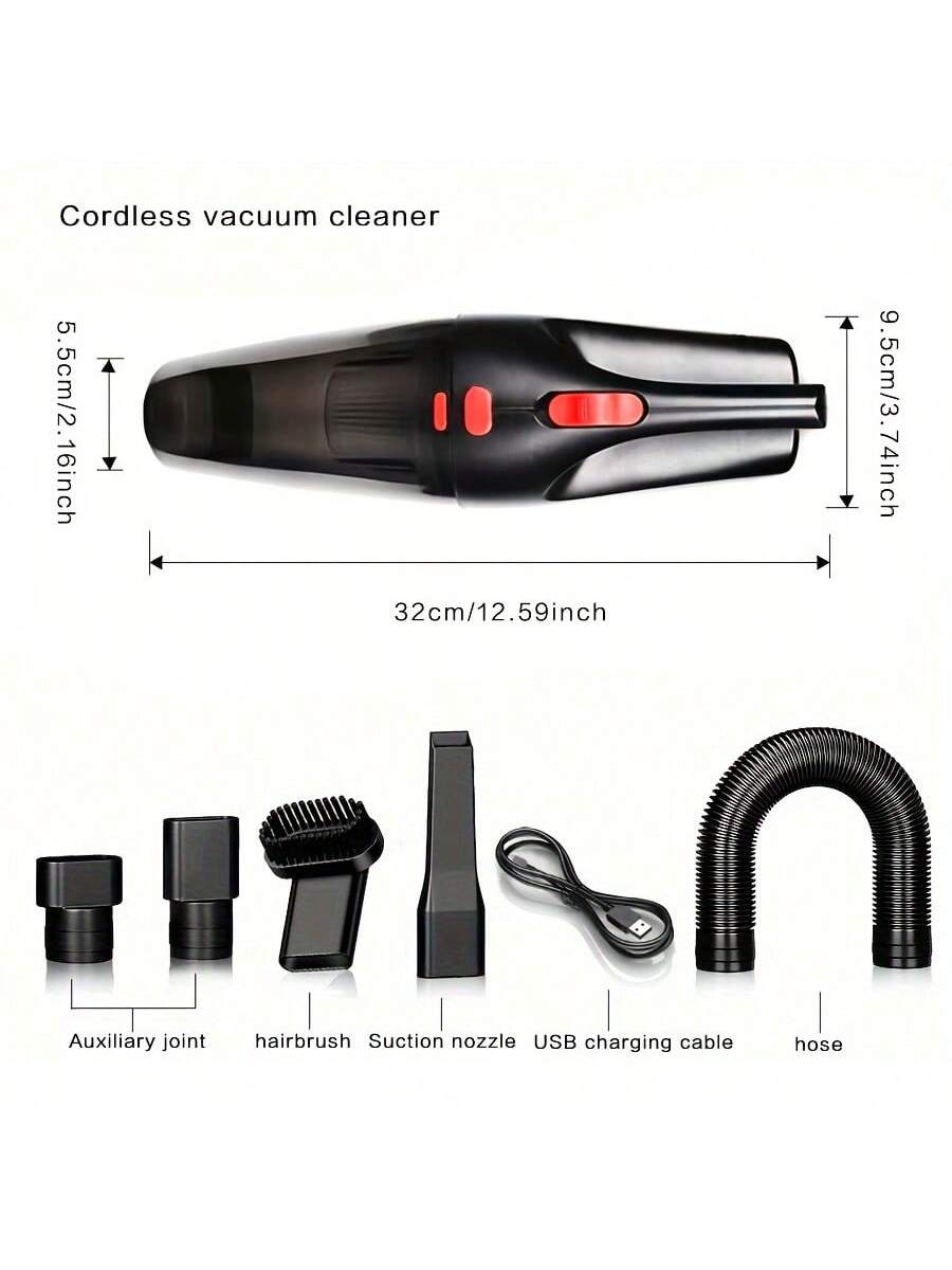 CascadeVac,Household Car Dual-Use High-Power Handheld Wireless Car Vacuum Cleaner USB Charging Mini Home Vacuum Cleaner,0-200w Power