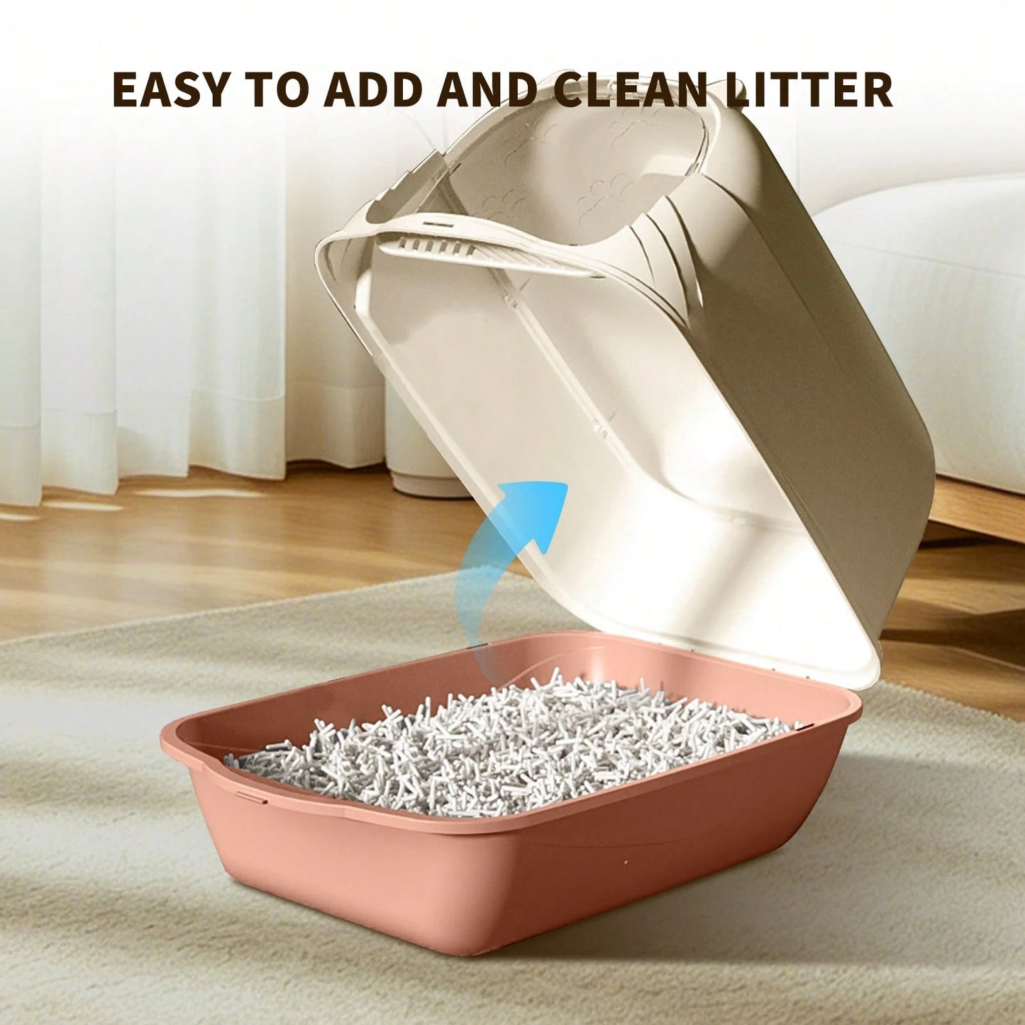 Cat Litter Box Enclosure Anti Splashcat Cat Toilet With Handle Clamshell Deodorization Kitty Litter Box Cat Supplies (Grey)