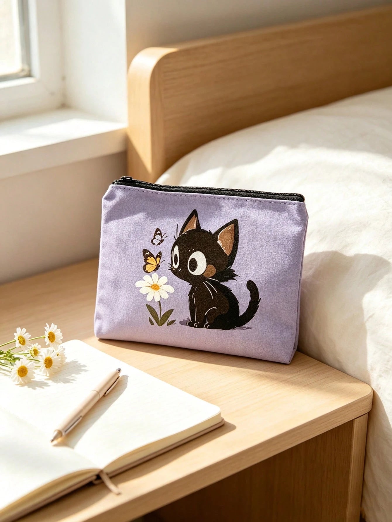 Cat Pattern Cute Handbag, Daily Toiletries Makeup Bag, Zipper Makeup Pouch, Storage Bag, Lightweight Travel Storage Bag, Small Organizer Bag, Easy To Categorize, Easy To Carry, Suitable For Daily Use