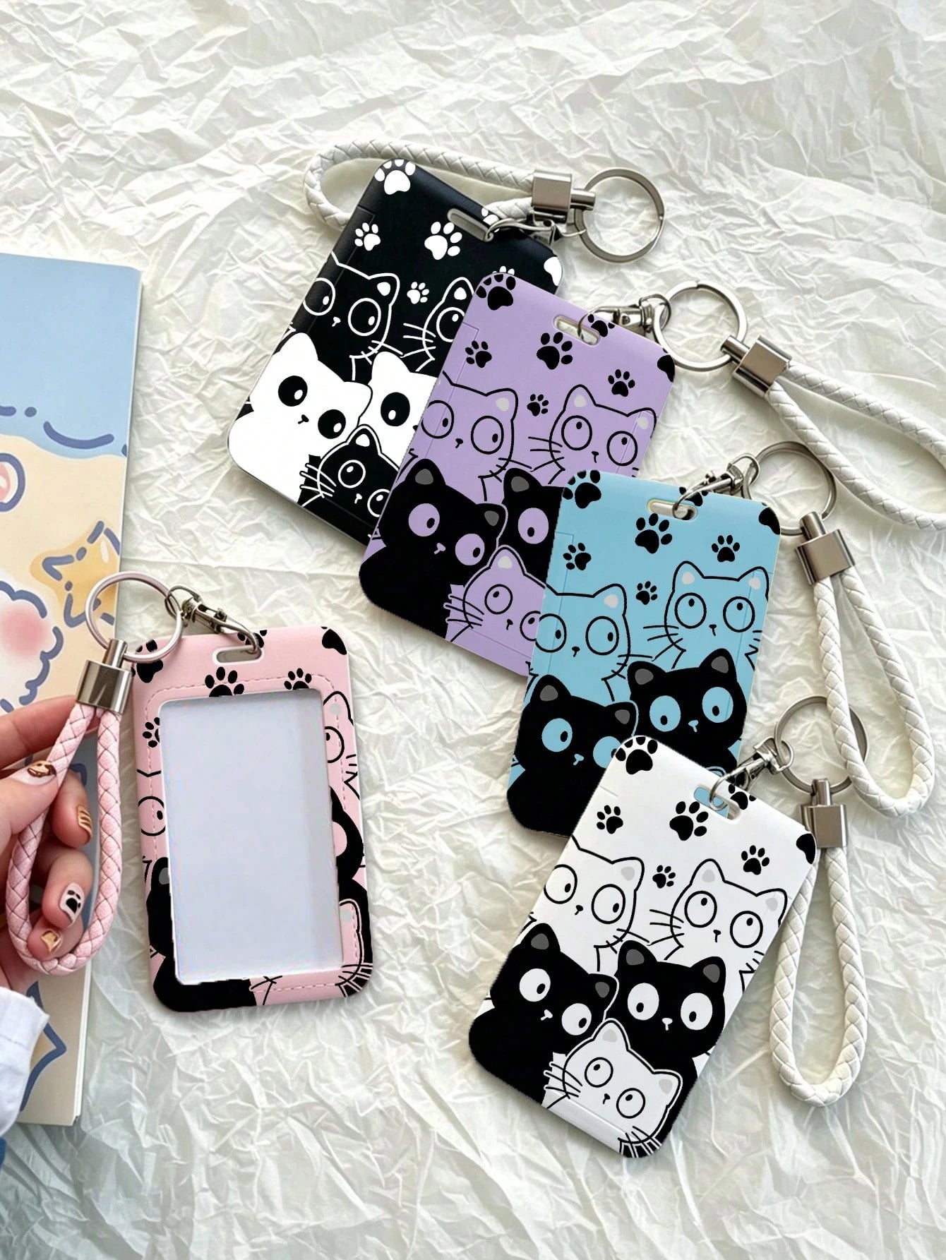 Cat Pattern ID Badge Holder With Lanyard, Card Slot, Suitable For Nurses, Doctors, Medical Environments, Office Professionals, Students