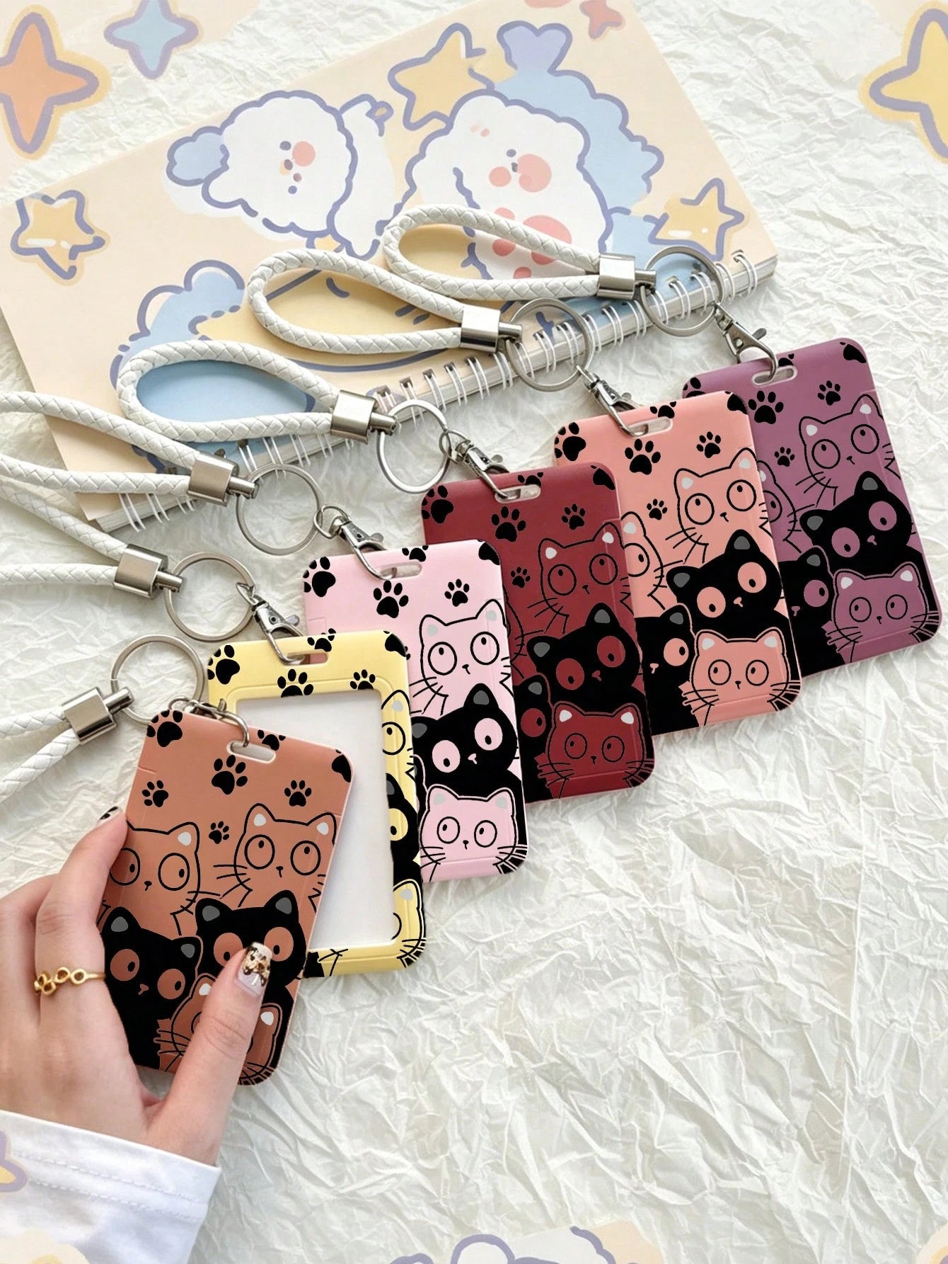 Cat Pattern ID Badge Holder With Lanyard, Card Slot, Suitable For Nurses, Doctors, Medical Environments, Office Professionals, Students