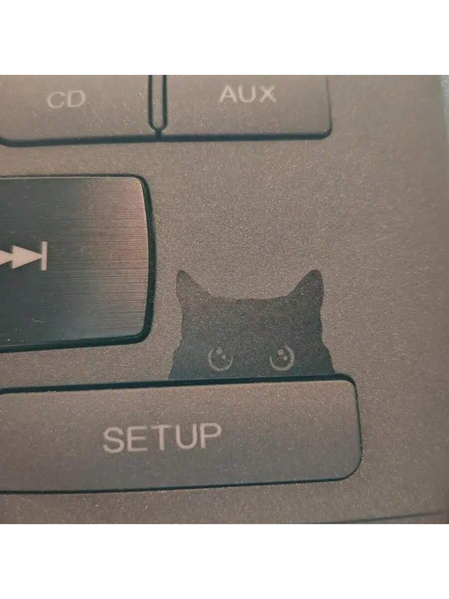 Cat Peeker Decal, Car Decal, Black Cat Peeker Sticker, Blank Button, Vinyl Decal, Car Stickers, Vinyl Stickers, Eject Sticker, Cat Deca