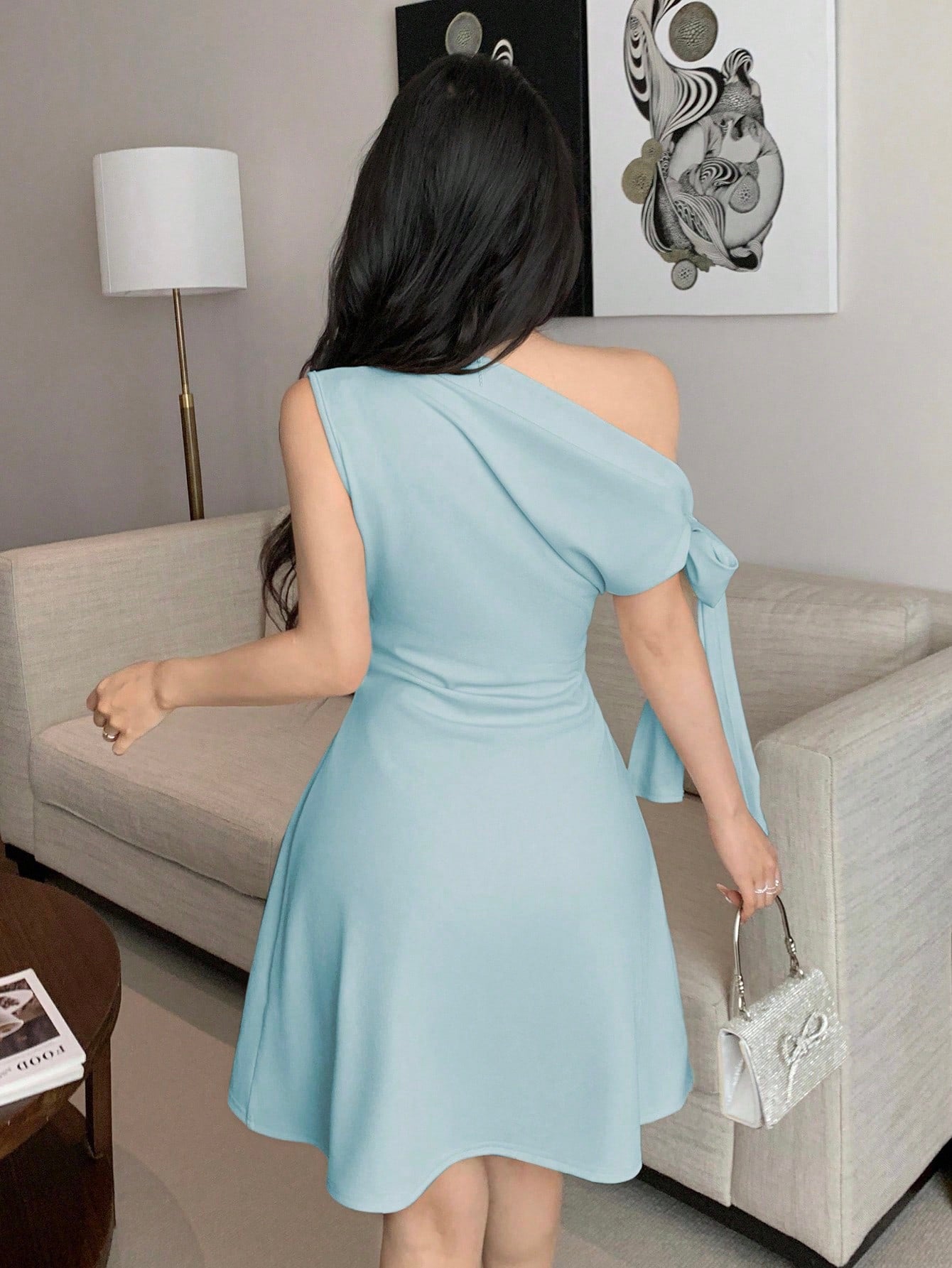 Celisse Women's Asymmetric Tie-Up Waist Short Dress