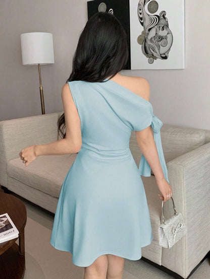Celisse Women's Asymmetric Tie-Up Waist Short Dress