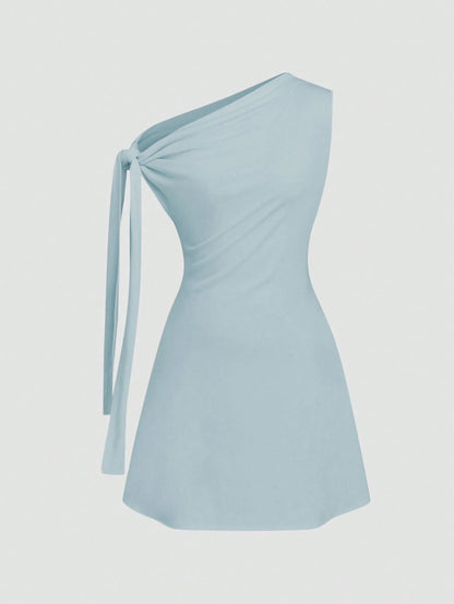 Celisse Women's Asymmetric Tie-Up Waist Short Dress