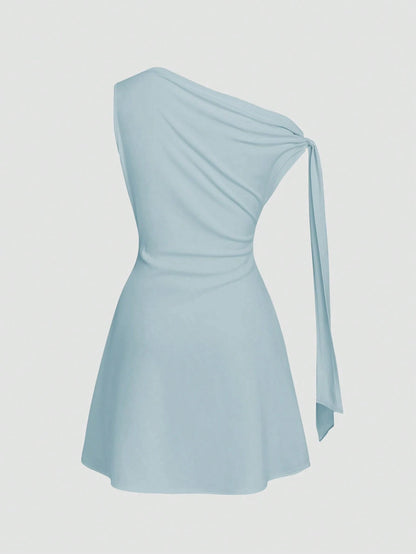 Celisse Women's Asymmetric Tie-Up Waist Short Dress