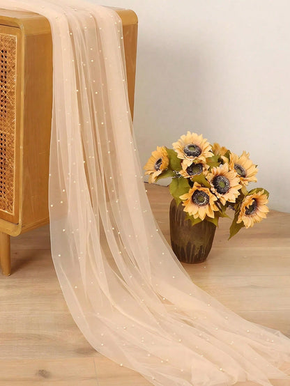 Champagne Pearl Tulle Tablecloth, Bohemian Rustic Cheesecloth Table Runner, Suitable For Baby Shower, Wedding, Summer Party, Home Decor, Gift