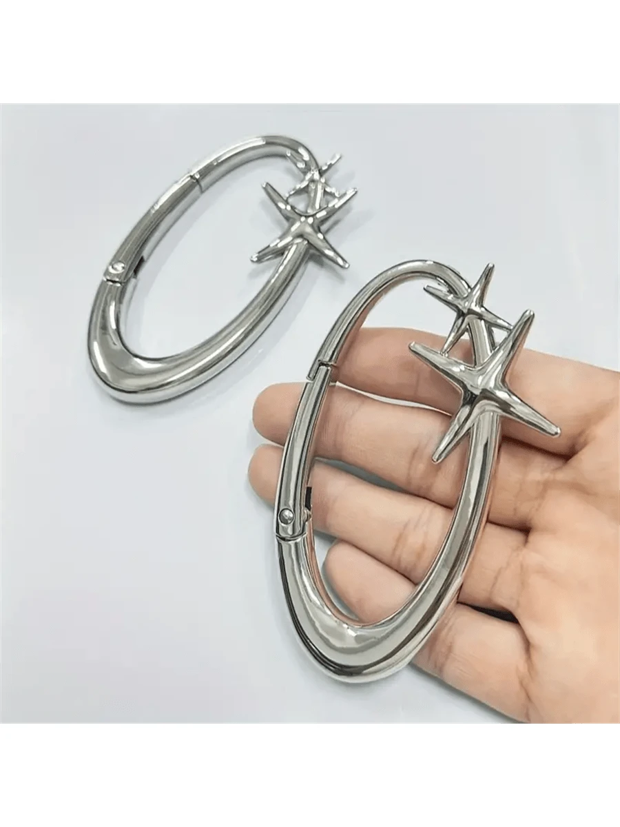 Chic Star Oval Keychain- Zinc Alloy Perfect For Bags & Waist Accessories Ideal For Outdoor Adventures Gifts For Women Valentines