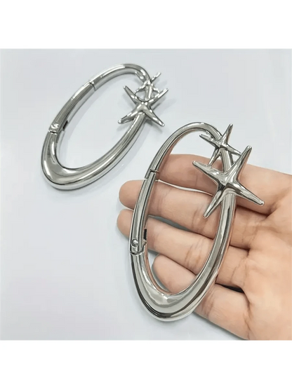 Chic Star Oval Keychain- Zinc Alloy Perfect For Bags & Waist Accessories Ideal For Outdoor Adventures Gifts For Women Valentines