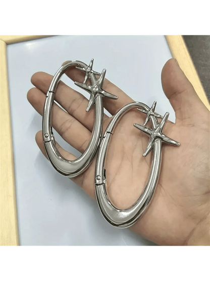 Chic Star Oval Keychain- Zinc Alloy Perfect For Bags & Waist Accessories Ideal For Outdoor Adventures Gifts For Women Valentines