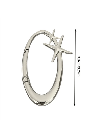 Chic Star Oval Keychain- Zinc Alloy Perfect For Bags & Waist Accessories Ideal For Outdoor Adventures Gifts For Women Valentines