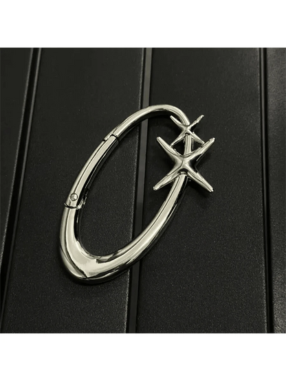 Chic Star Oval Keychain- Zinc Alloy Perfect For Bags & Waist Accessories Ideal For Outdoor Adventures Gifts For Women Valentines