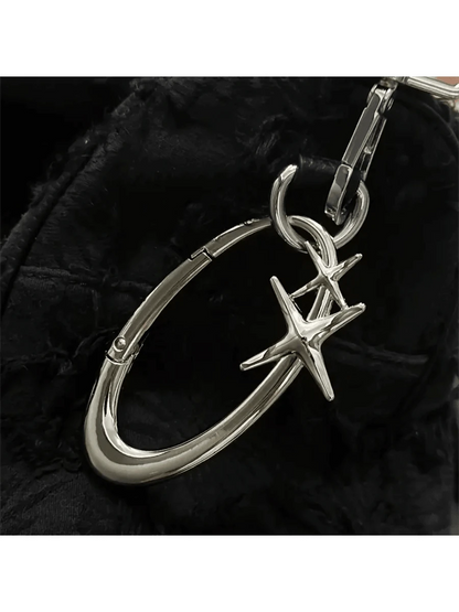 Chic Star Oval Keychain- Zinc Alloy Perfect For Bags & Waist Accessories Ideal For Outdoor Adventures Gifts For Women Valentines