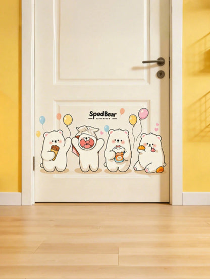 Children's Bedroom Cartoon Wall Stickers Self-Adhesive Wardrobe Door Renewal Stickers Cabinet Wall Playful Decor Stickers