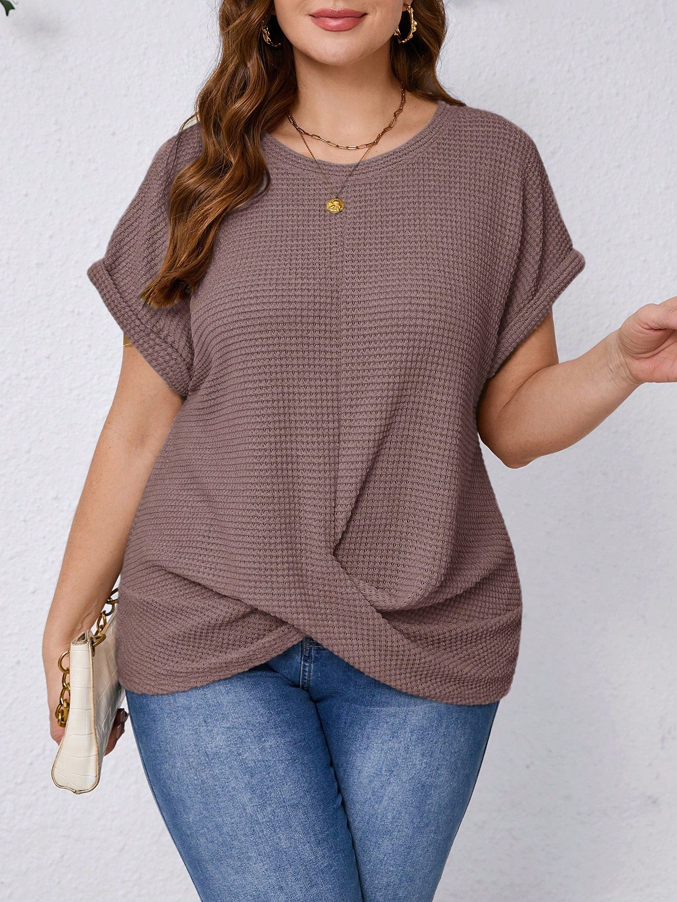 Clasi Plus Size Plain Simple Casual Round Neck Short Sleeve T-Shirt