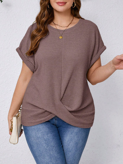 Clasi Plus Size Plain Simple Casual Round Neck Short Sleeve T-Shirt
