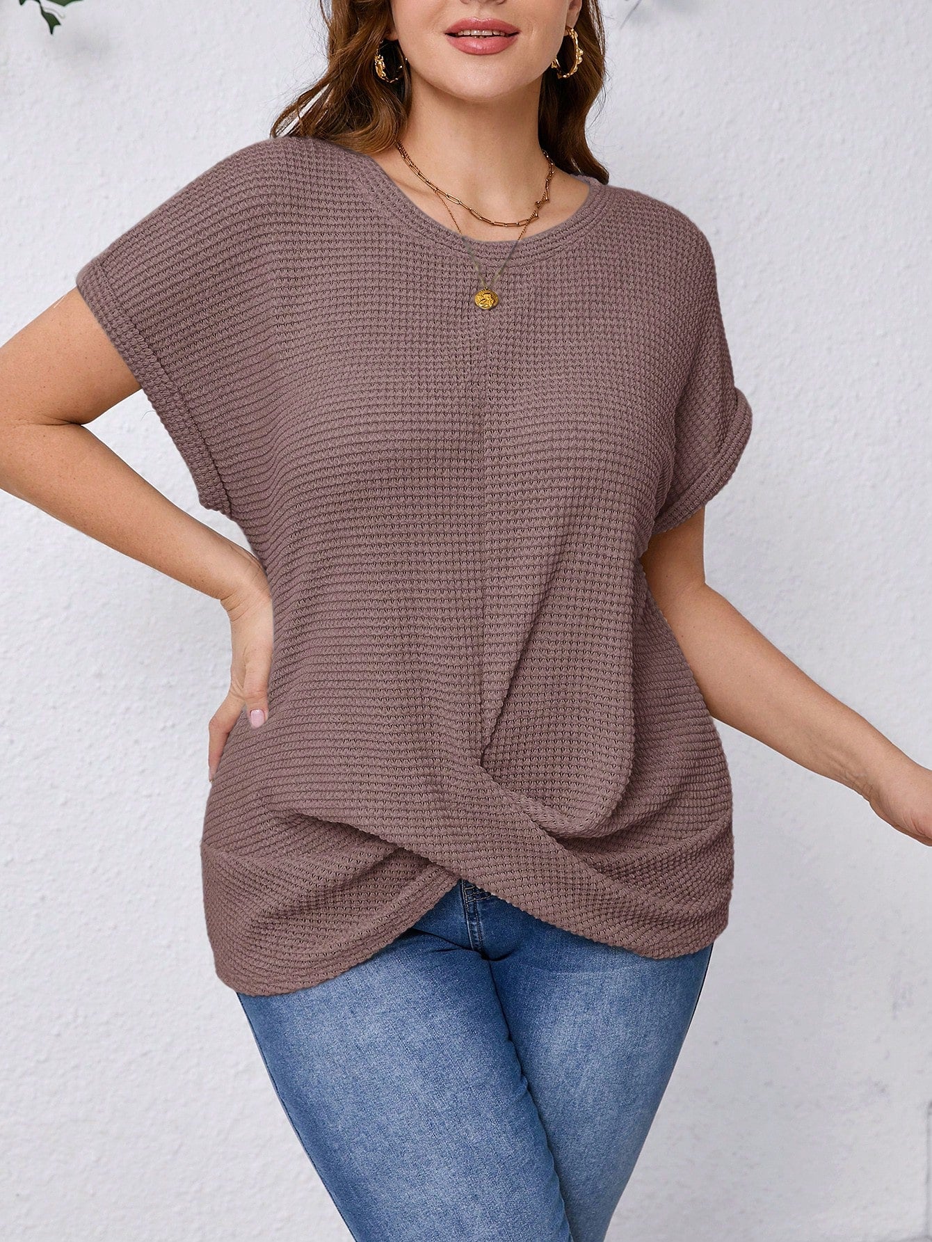 Clasi Plus Size Plain Simple Casual Round Neck Short Sleeve T-Shirt