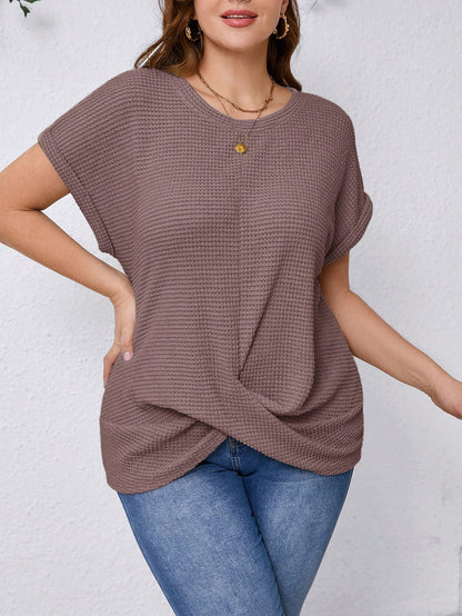 Clasi Plus Size Plain Simple Casual Round Neck Short Sleeve T-Shirt