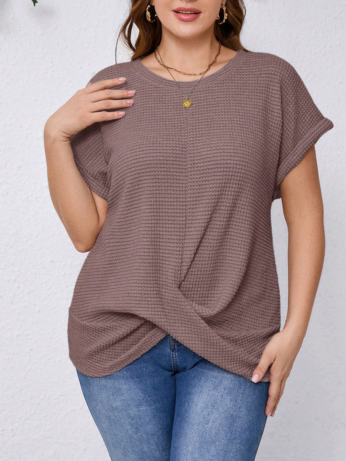 Clasi Plus Size Plain Simple Casual Round Neck Short Sleeve T-Shirt