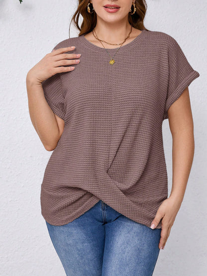 Clasi Plus Size Plain Simple Casual Round Neck Short Sleeve T-Shirt
