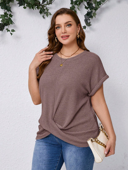 Clasi Plus Size Plain Simple Casual Round Neck Short Sleeve T-Shirt