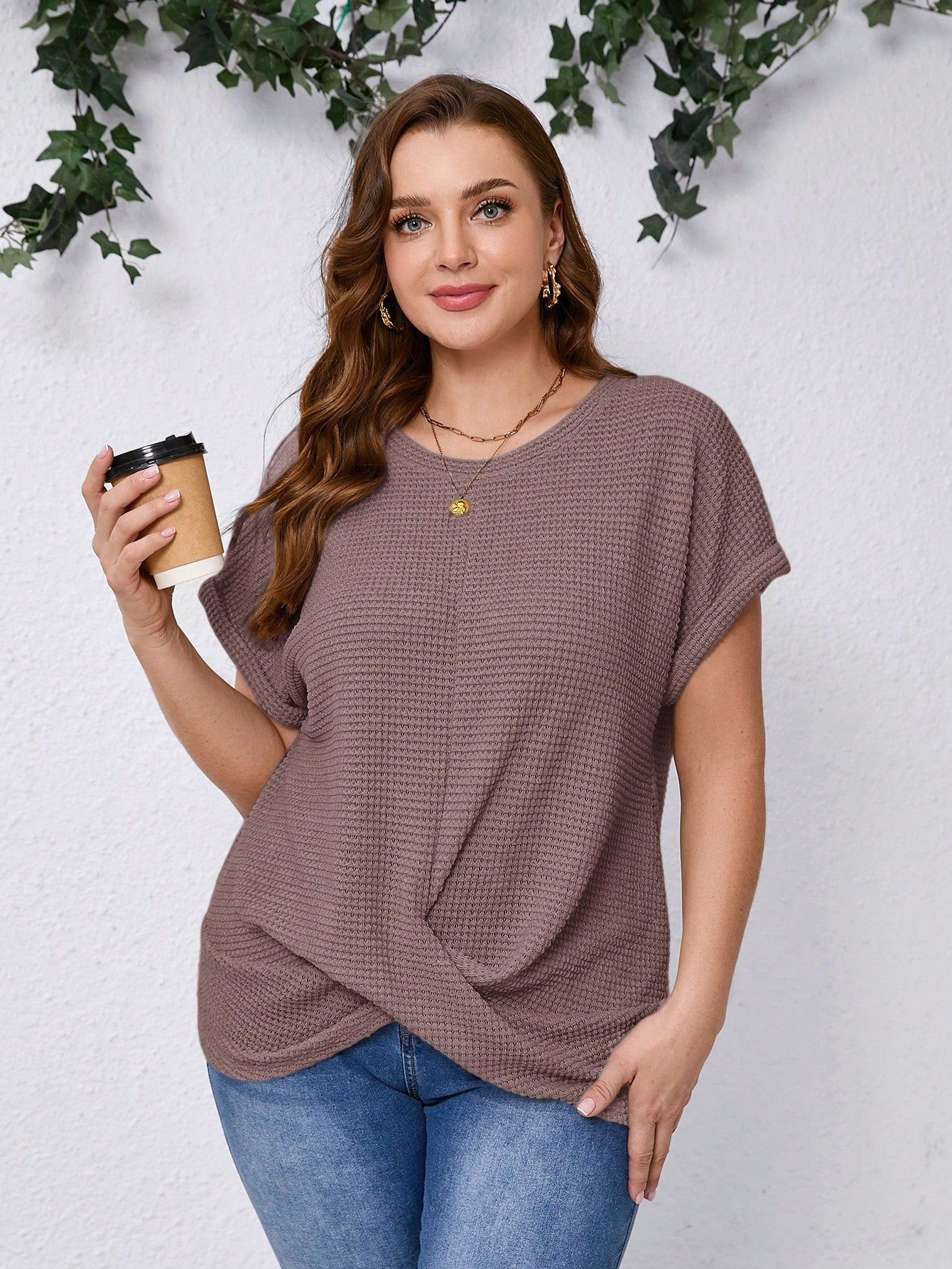 Clasi Plus Size Plain Simple Casual Round Neck Short Sleeve T-Shirt