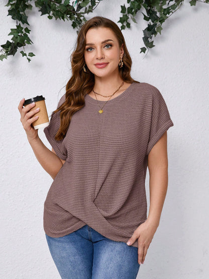 Clasi Plus Size Plain Simple Casual Round Neck Short Sleeve T-Shirt